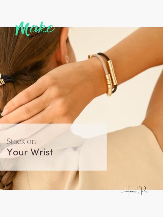 Boho Handmade Bracelet Hair Ties with Gold Accents - Set of 8 main image 3